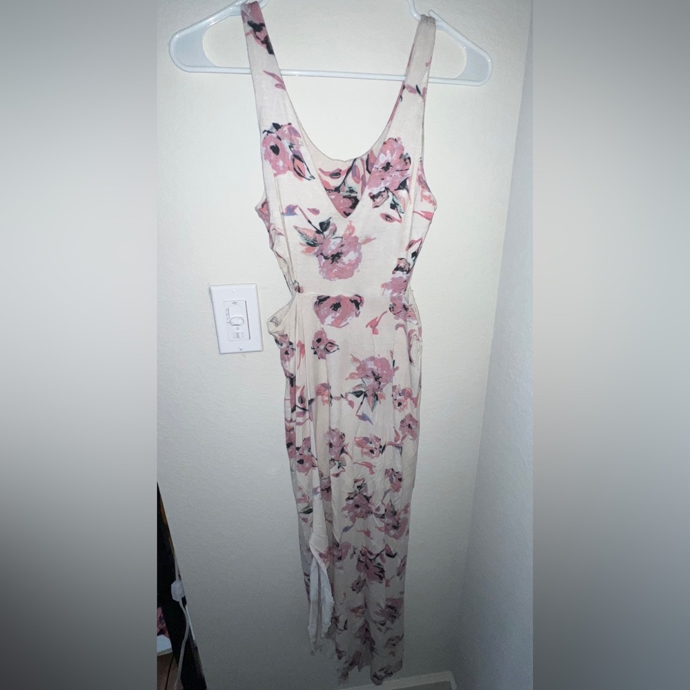 White Maxi Dress with Waist Cut out